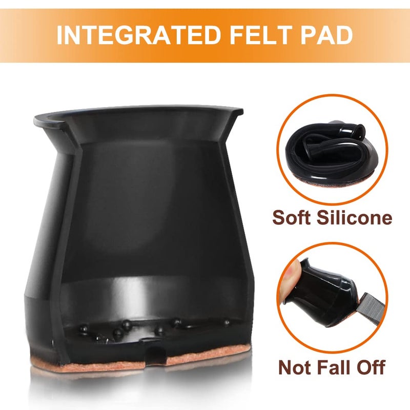 VIUME 24 Pcs Chair Leg Floor Protectors for Hardwood Floors Silicone Covers to Protect Wood Tile Floors Felt Bottom Furniture Leg Caps Anti-Scratch Reduce Noise (Fit:1.3""-2"") - Image 3